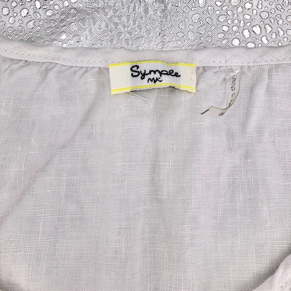 Sympli NYC Womens Size Small Embroidered 100% Linen Bohemian Tunic Pullover - Picture 5 of 8